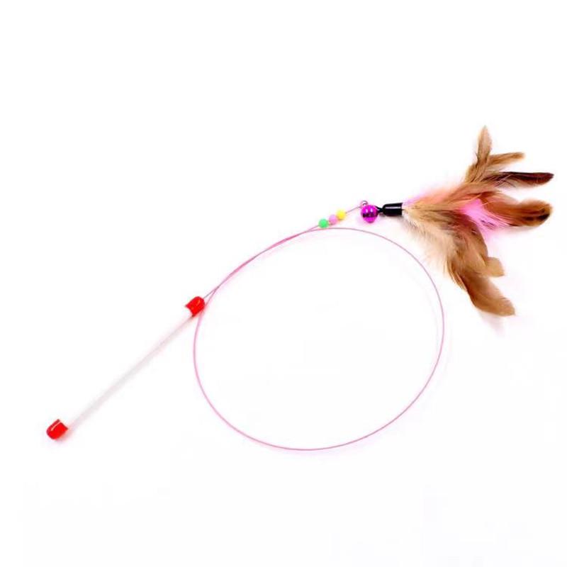 Steel Wire Cat Teaser with Feather and Bell