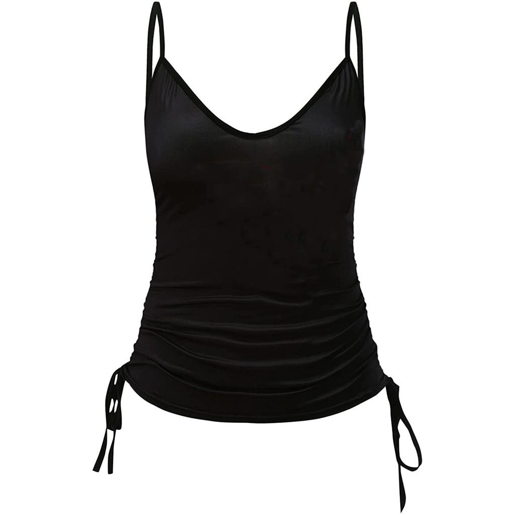 Women Summer V-Neck Color Tank Tops Casual Sleeveless Camis Top Blouse