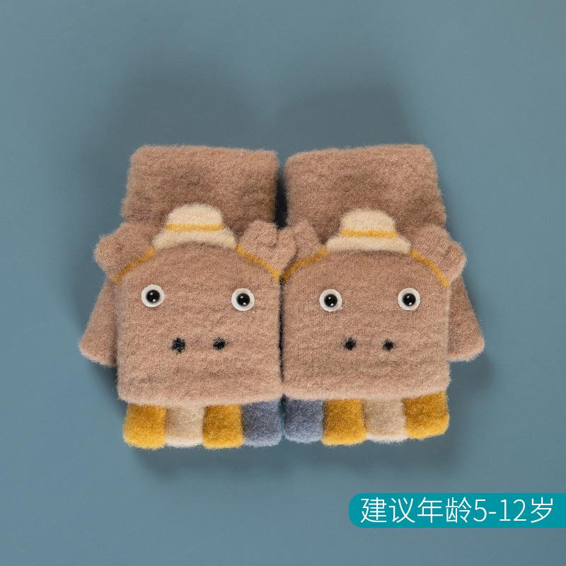 

Xuehuaxiu Children s Warm Gloves Cute Cartoon Knitted Middle Children and Older Children Students Spot Wholesale Cartoon Warm 5-12 years old коричневий