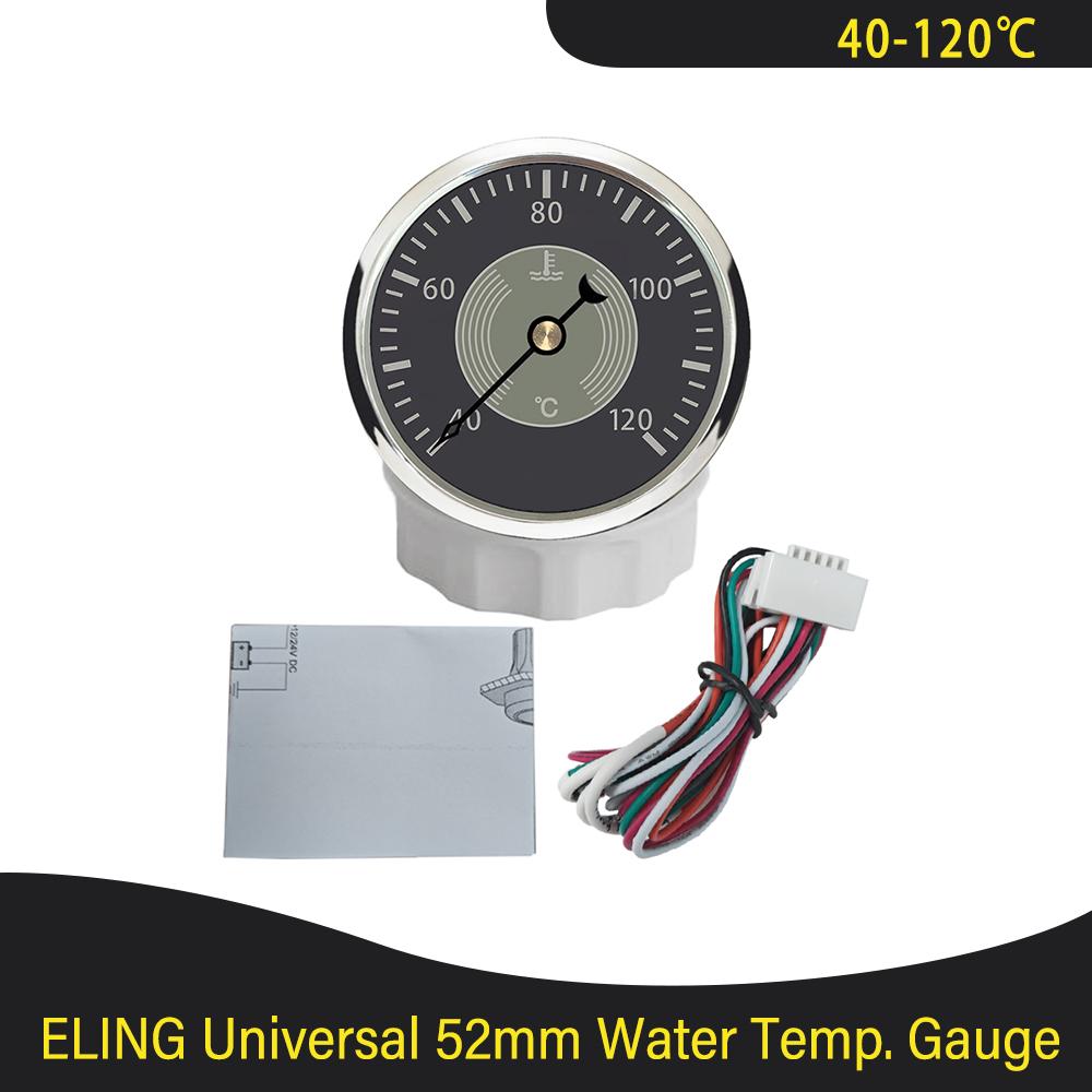 Waterproof Universal Newest 12V 24V Marine 52mm Water Temp Gauge 40-120℃ Signal with Red/Yellow Backlight for Car Motorcycle