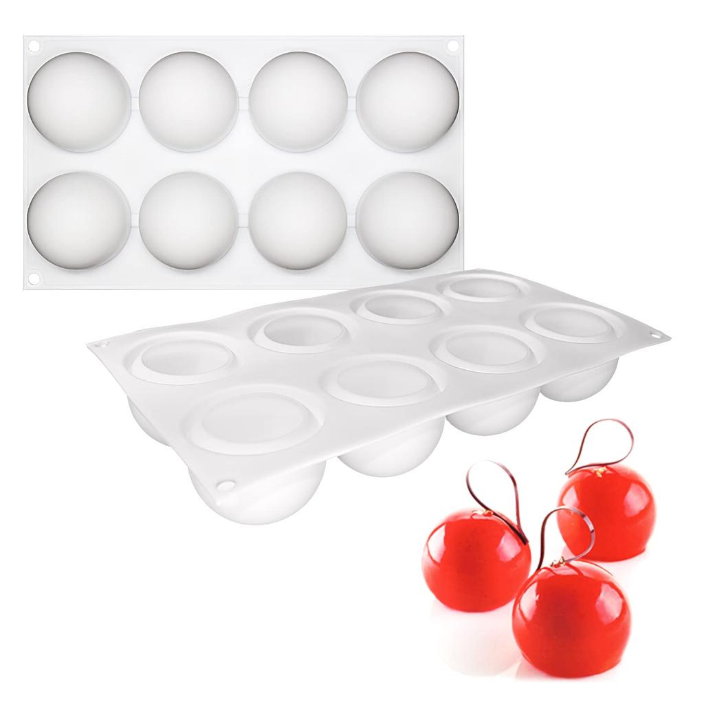 FUNSHOWCASE Silicone Molds - Truffle, Chocolate, Sweets, Cake, Mousse, Spherical, Semicircular (8 pieces included)