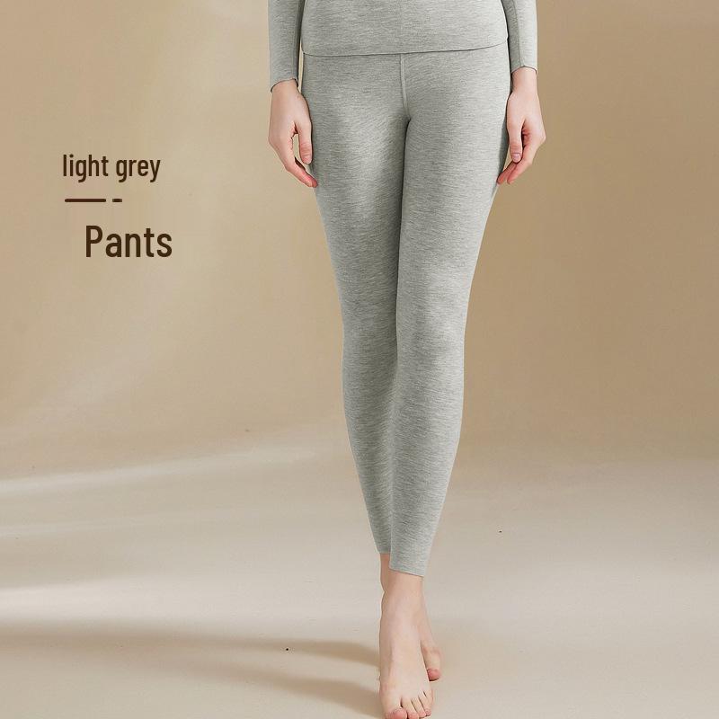 Women's Fleece-Lined Cashmere Silk Thermal Underwear Set - Seamless Round Neck, Antibacterial German Velvet Autumn Pants