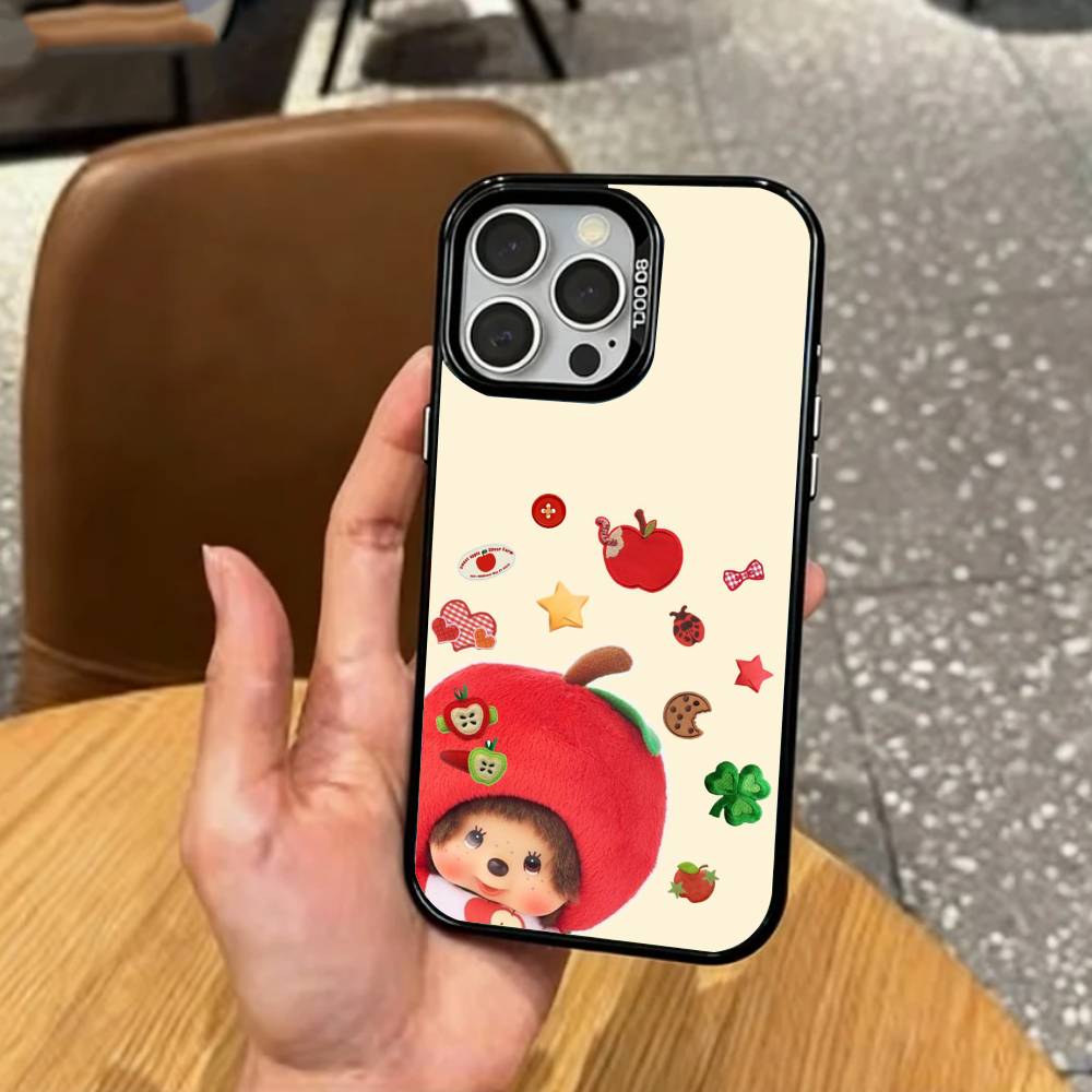 Plush Doll M-Monchhichis  Phone Case For iPhone17,16,15,14,13,12,11 Plus,Pro Max Colored Silver Plated Inside Cover