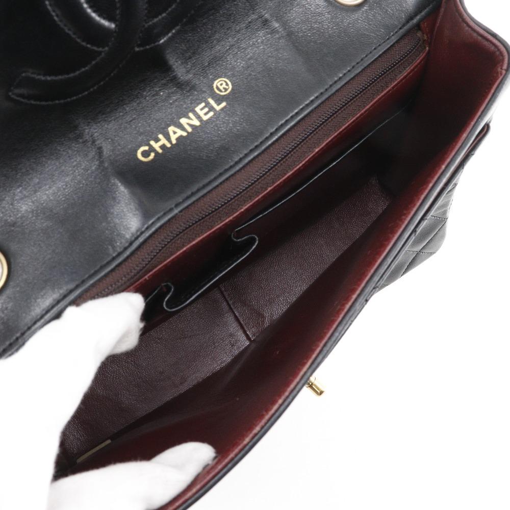 Chanel ChainShoulder Shoulder Bag Matelasse Double Chain Black Lambskin Women Used