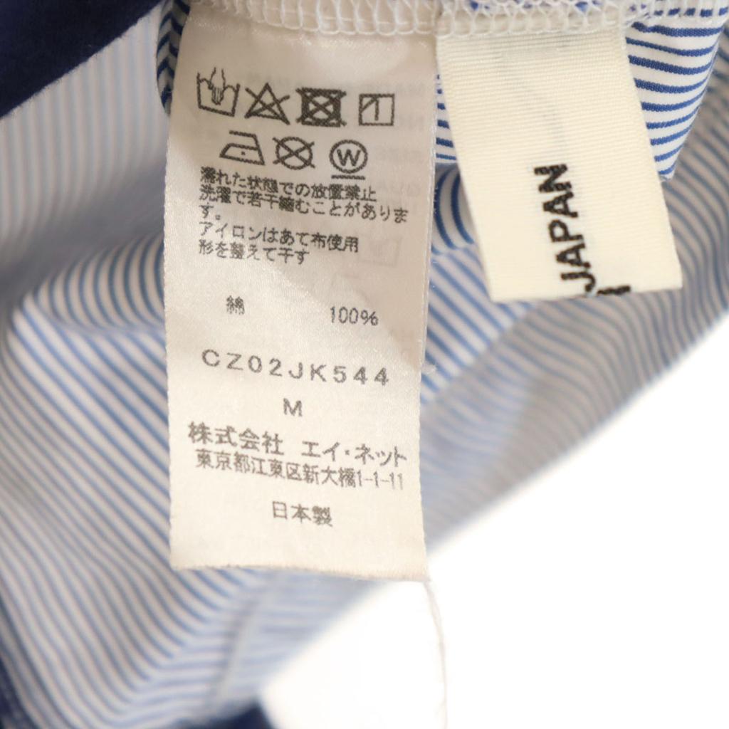 ZUCCa Made In Japan Short Sleeve Shirt Fabric Switching T-shirt M Navy Men's Used