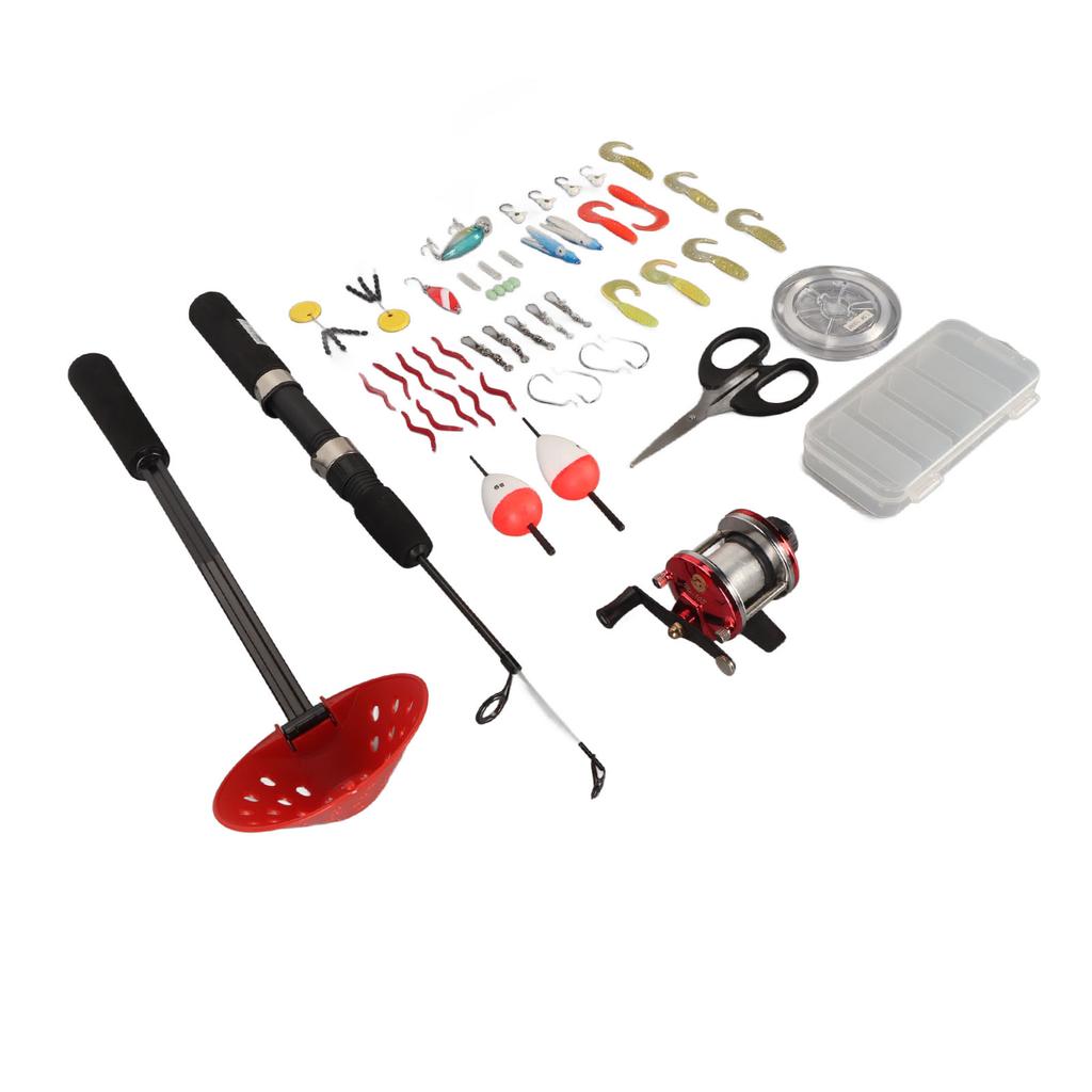 50cm Eisangelrute Rolle Köder Löffel Komplette Sets mit Angeltasche Eisangelausrüstung