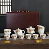 Sheep Fat Jade Porcelain Tea Set with Lotus Design