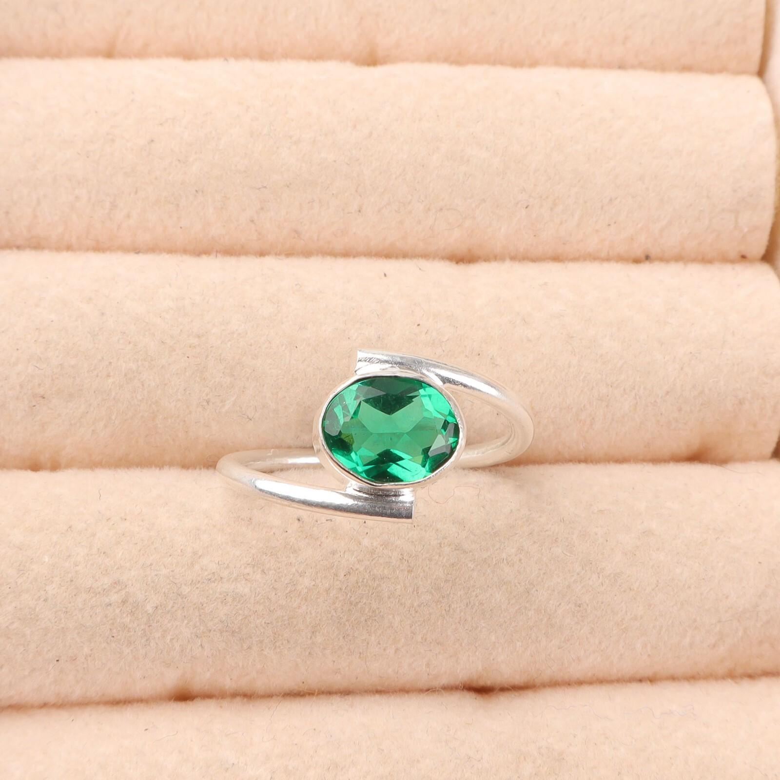 

Хромовый диопсид Драгоценный камень Серебро 925 пробы Ювелирное изделие Ручной работы Кольцо Подарок для нее RR-31-6 9.25