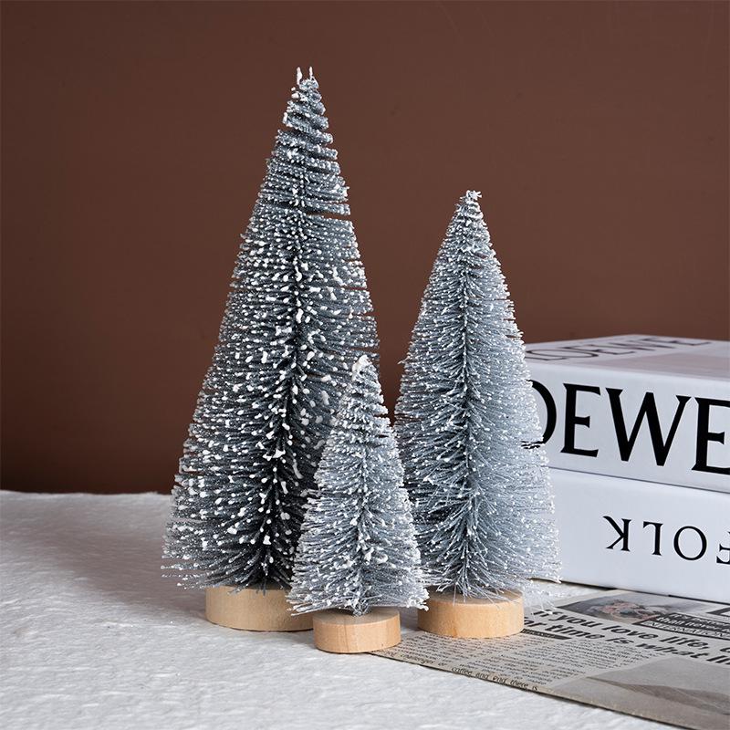 Mini Weißer Weihnachtsbaum Tischdekoration - Verschneite Feiertagsdekoration & Fotografie Requisite gray
