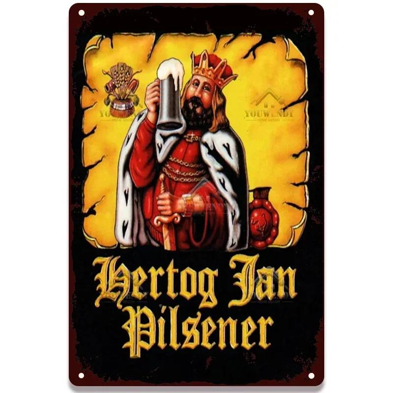 Retro Hertog Jan Metal Sign - Exquisitely Crafted Tin with Vivid Paint, Ideal for Bar & Club Decor To Create a Mesmerizing Mural