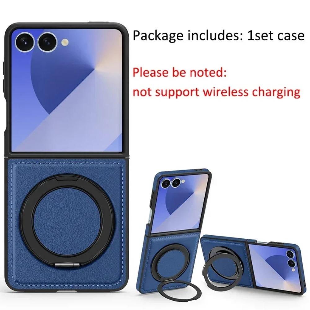 Vysoce kvalitní obchodní černý kožený stojánek na telefon pro Samsung Galaxy Z Flip 7 6 5 4 3 Magnetický držák Zadní ochranný kryt