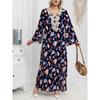 Long Sleeve Dress Print Loose Women's Dress Ethnic Lace Flared Sleeve Dress