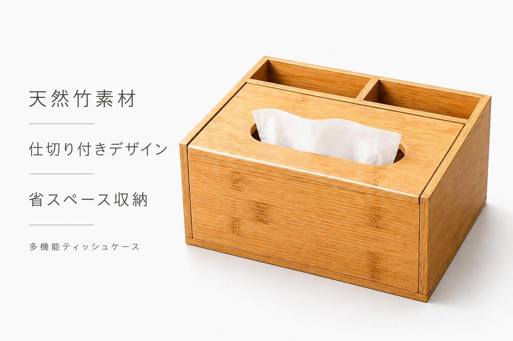 Bamboo Tissue Remote Control Pen Desktop Stylish Case, Storage, Holder, Multi-functional Storage, Natural, (Brown) [Item]
