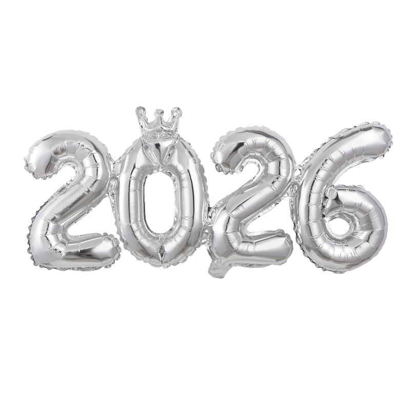 2pcs/set 2026 Crown Number Foil Balloons for New Year Eve Party Decoration Supplies Navidad Christmas 2025 Photo Props Gifts