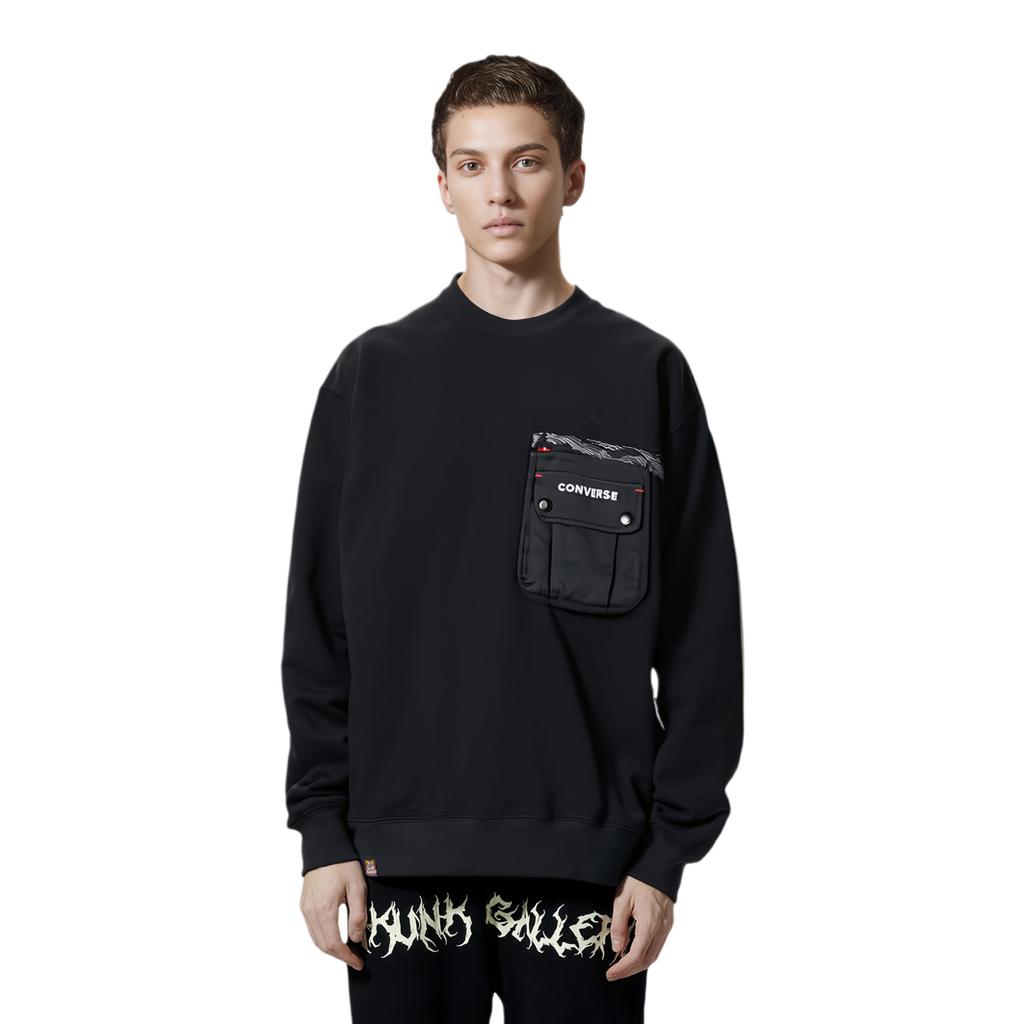 Converse Sudadera de Cuello Redondo Serie Año Nuevo Negro Oscuro 10024156-A02