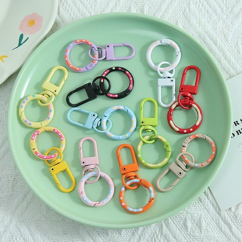 5/10/20Pcs Keyring Lobster Clasp Spring Buckle With Buckle Colored Keychains For Diy Jewelry Making Key Ring Hooks Bags Buckle