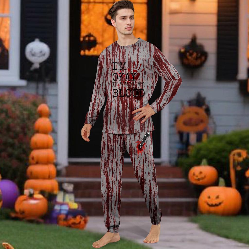 Print Cute Family Set Pajamas, Home Clothes, Family Set Long Sleeve Top Pants Set