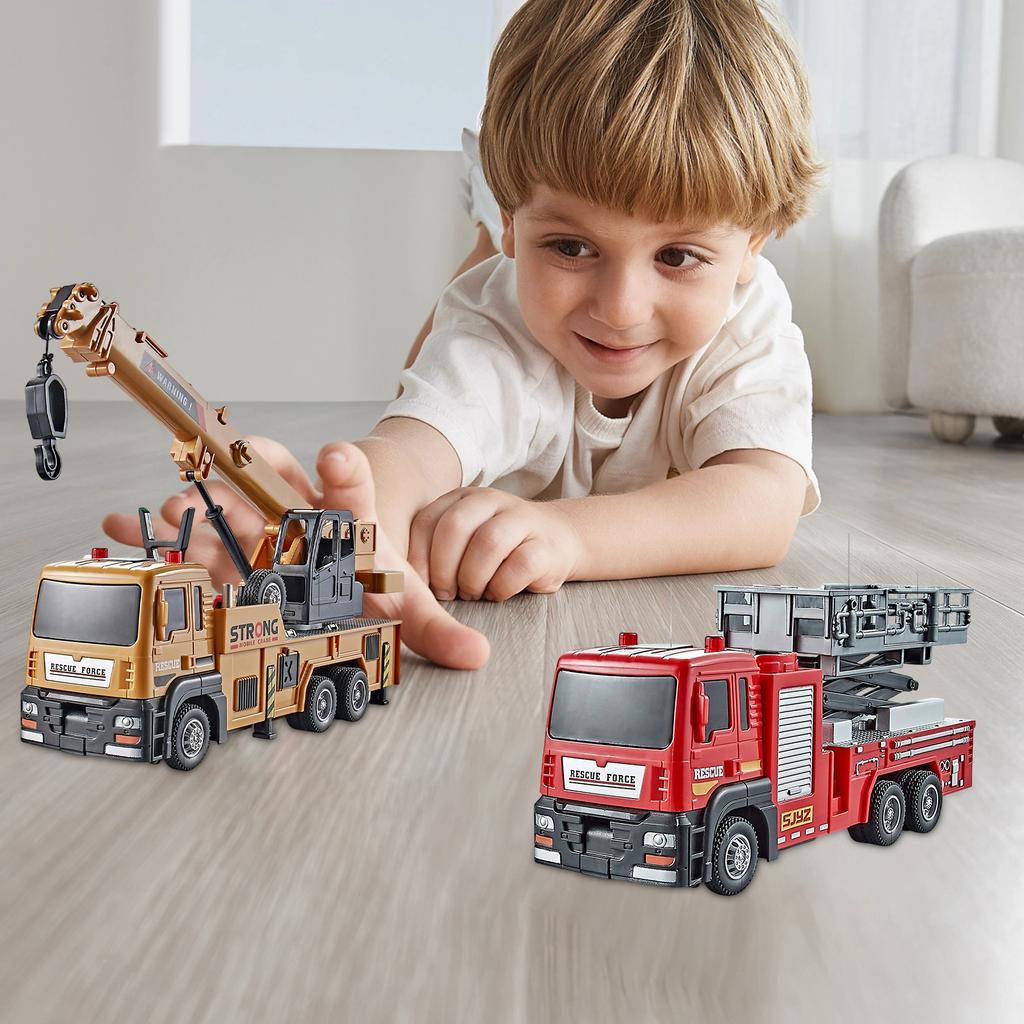 Simulation Fire Truck Ladder Truck Sprinkler Truck Sanitation Truck Alloy Engineering Vehicle Children's Car Model Toy
