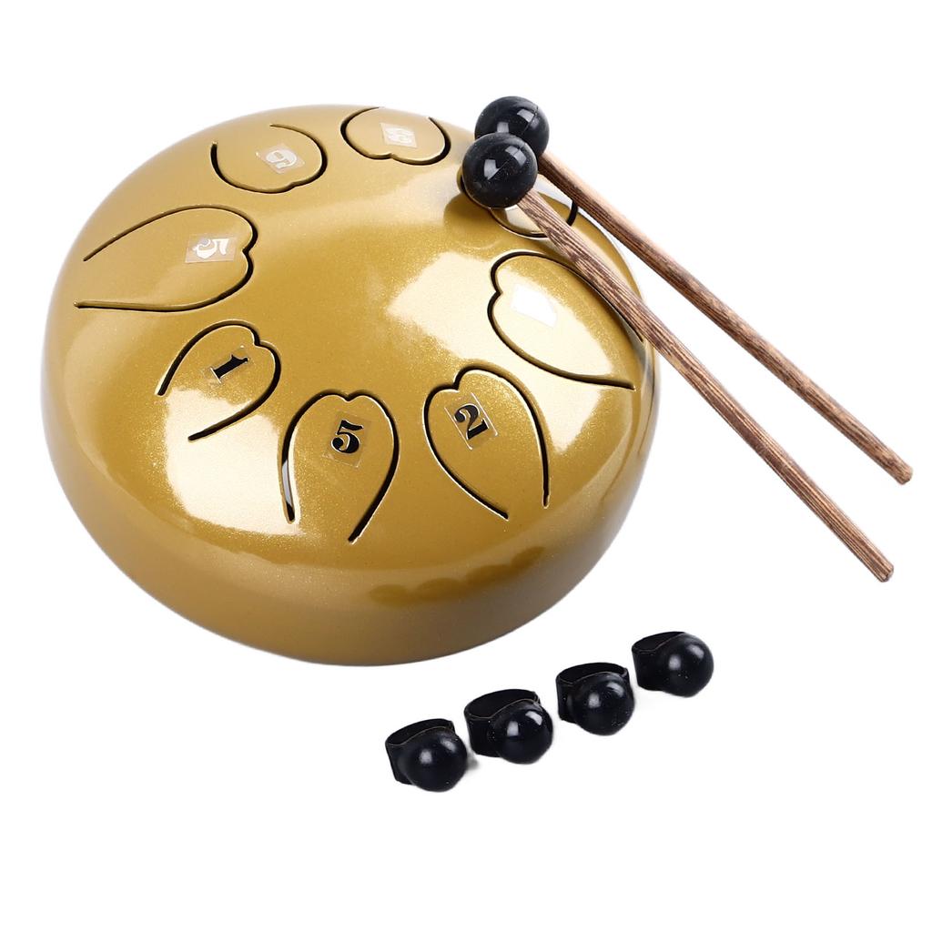Tongue Drum 6 Inch 8 Note Clear Resonant Pleasant Sound Worry Free Steel Hand Drum Mini Percussion Instrument