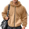Men's Double-Faced Fleece Oversized Hooded Zip-Up High-Street Fashion Sweatshirt Jacket Top