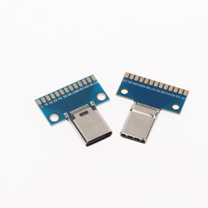 2 Stück USB 3.1 Typ-C-Stecker 24-Pin-Stecker Buchsen-Adapter Schnellladung Synchronisation für Smartphone Tablet Laptop
