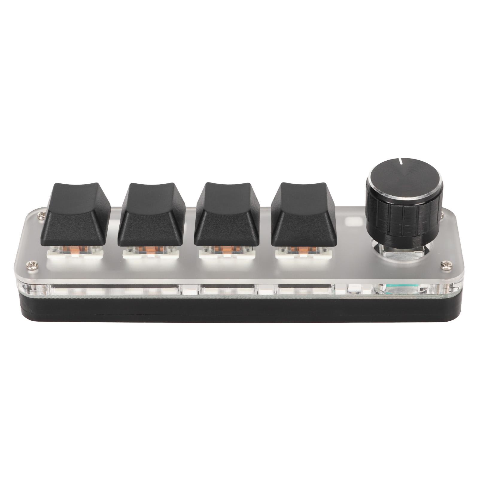 

USB Mini 4-клавишная клавиатура с ручкой, синим переключателем, подсветкой RGB, двухрежимным подключением, программируемая своими руками