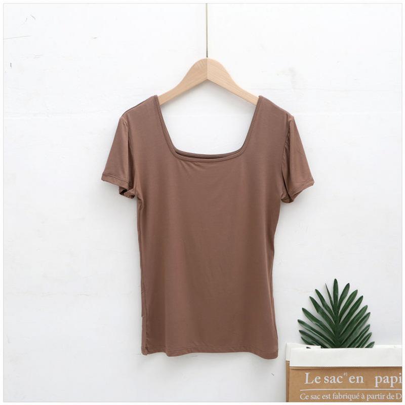 Korean Style Women’s Large U-Neck Backless Top – Short-Sleeved, Sexy, All-Match Nightclub Wear.