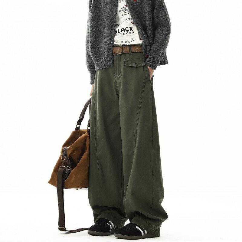 American Retro Scimitar Pants Men's and Women's Winter Trendy Brand Design Sense Tooling Trousers High Street Loose Pockets Casual Pants