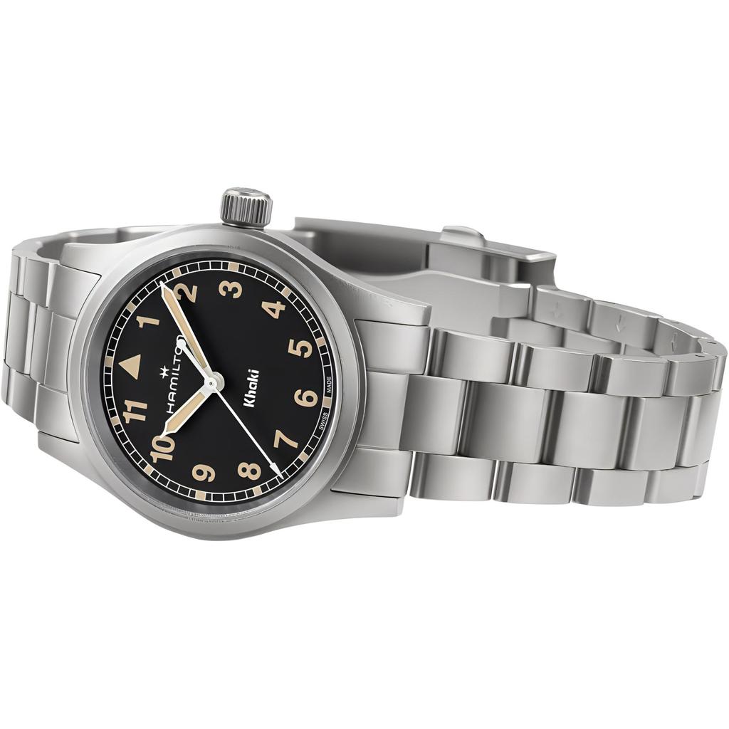 Hamilton Khaki Field Quartz 50M Water Resistant Fashion Style Watch 33Mm Black Dial Stainless Steel Case Stainless Steel Bracelet H69301131