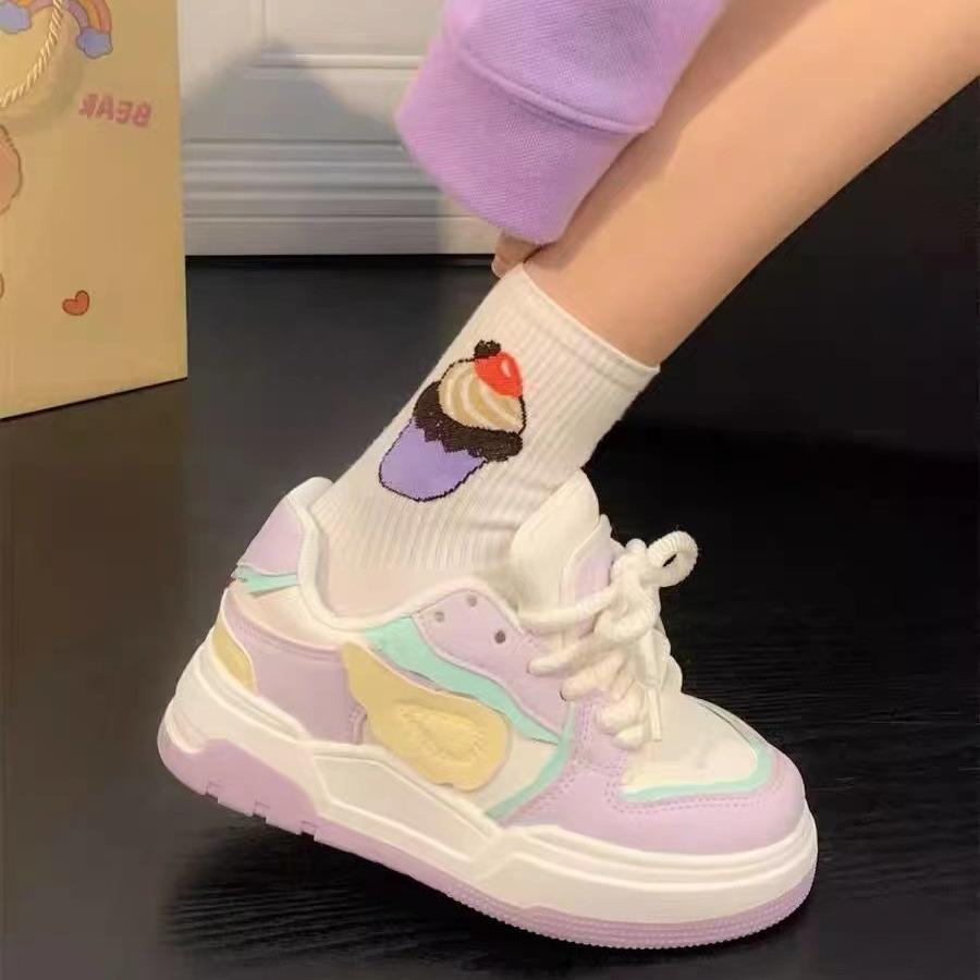 Weiße Schuhe Neu Sommer Ins Modisch Vielseitig Originale Plateau-Sneaker