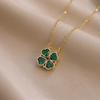 Women's European & American Style Four-Leaf Clover & Heart Pendant Clavicle Necklace