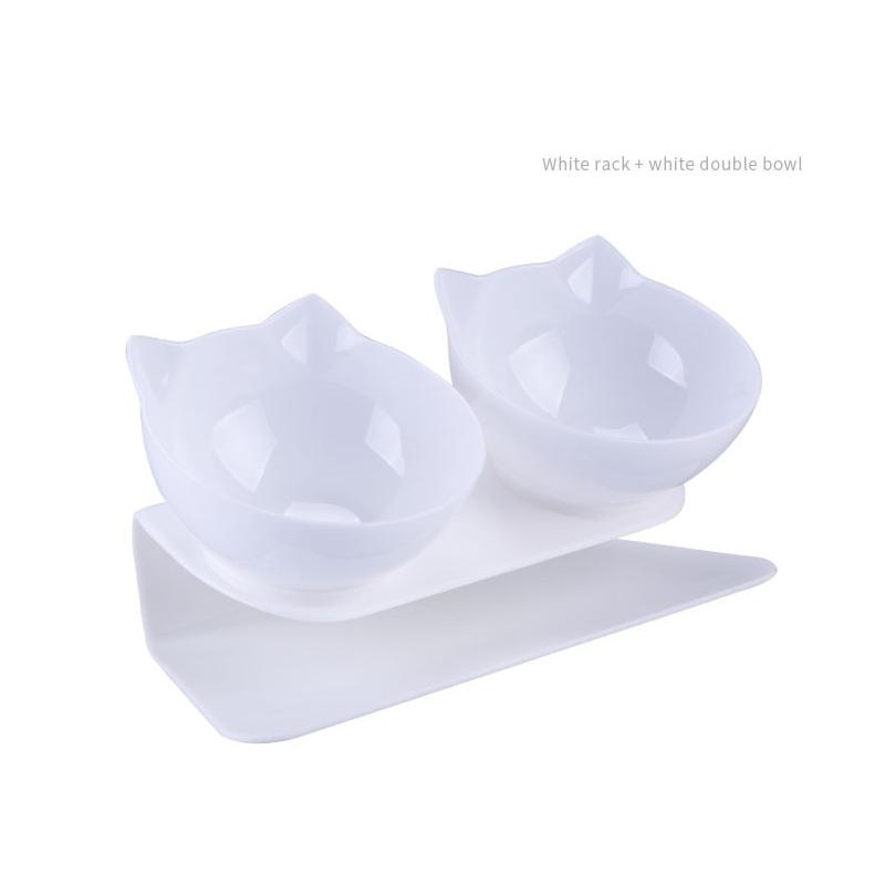 Pojedyncza/podwójna miska ze wspornikiem i konstrukcją pochylną na jedzenie i wodę, artykuły do karmienia i picia dla zwierząt