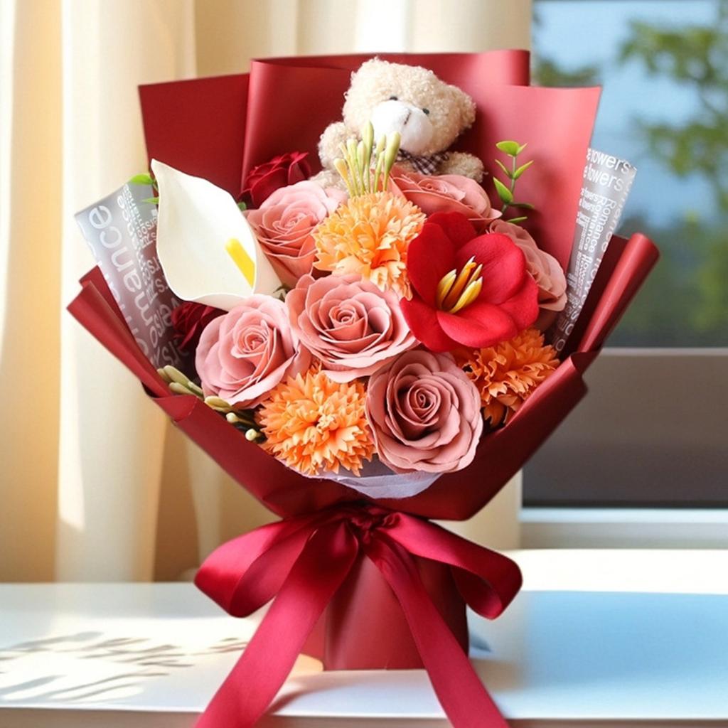 Valentinstagsgeschenke für Ihre Freundin, Neue Rosen-Souvenirs, Realistische Rosen-Seifensträuße