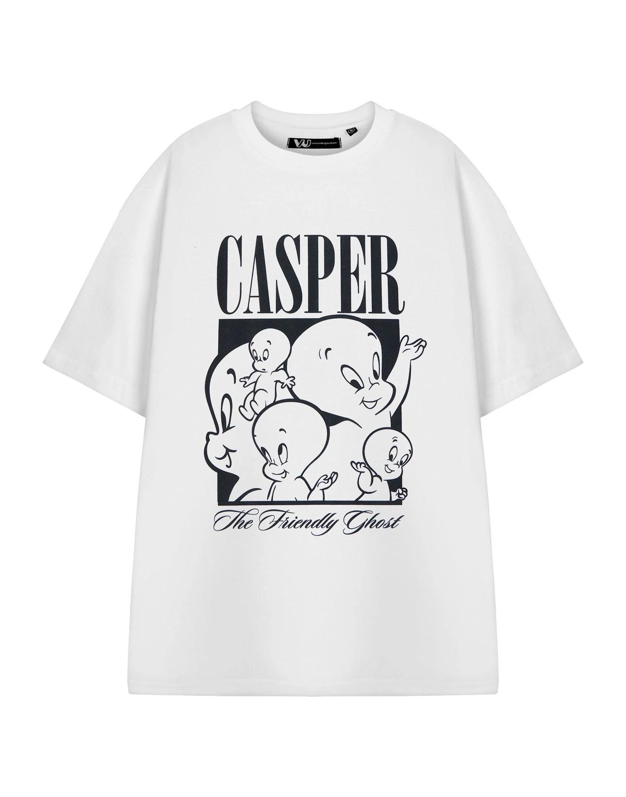 Casper White The Friendly Ghost Short Sleeved 100% Cotton T-shirt Mens Tees Top Unisex L