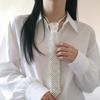 Women Necktie, Faux Pearls Wedding Guest Tie, Decorative Business Suit Tie, Outfit Accessory for Formal Events