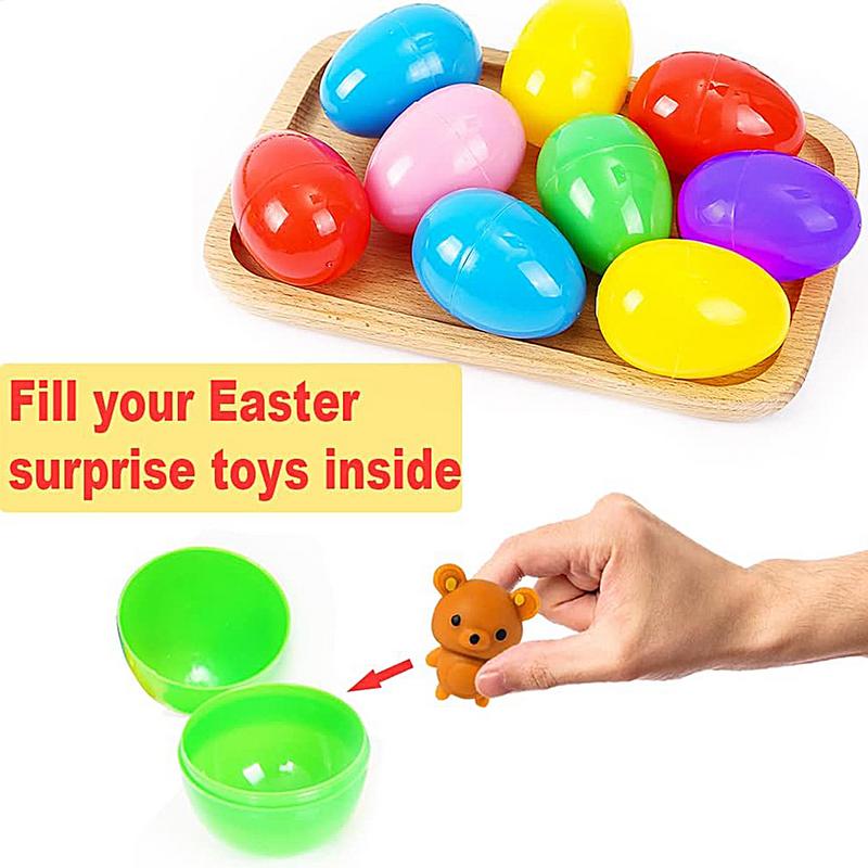 50 Pcs Easter Eggs Empty Fillable Colorful Bright Fake Eggs Colorful Candies Gift Packaging Boxes Easter Party Home Decorations