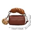 Small PU Leather Shoulder Bag Plush Cartoon Crossbody Bag Cookie Hot Dog Handbag  Shopping