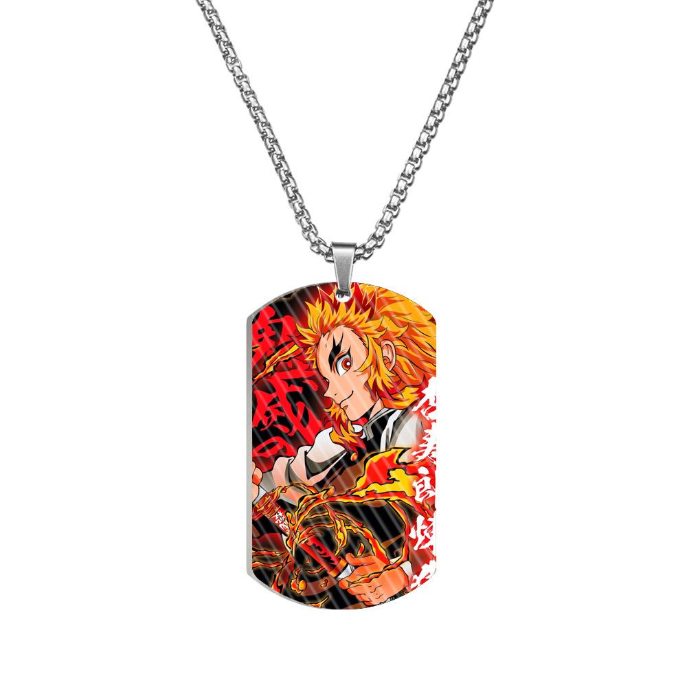 Demon Slayer Kimetsu No Yaiba Tanjiro Nezuko Stainless Steel Color Printed Dog Tag Necklace Anime Cosplay Accessory Gift For