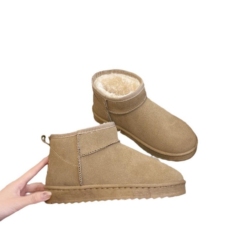 Fleece thickened snow boots women's winter new shoes flat shoes thermal shoes women's shoes short boots autumn and winter