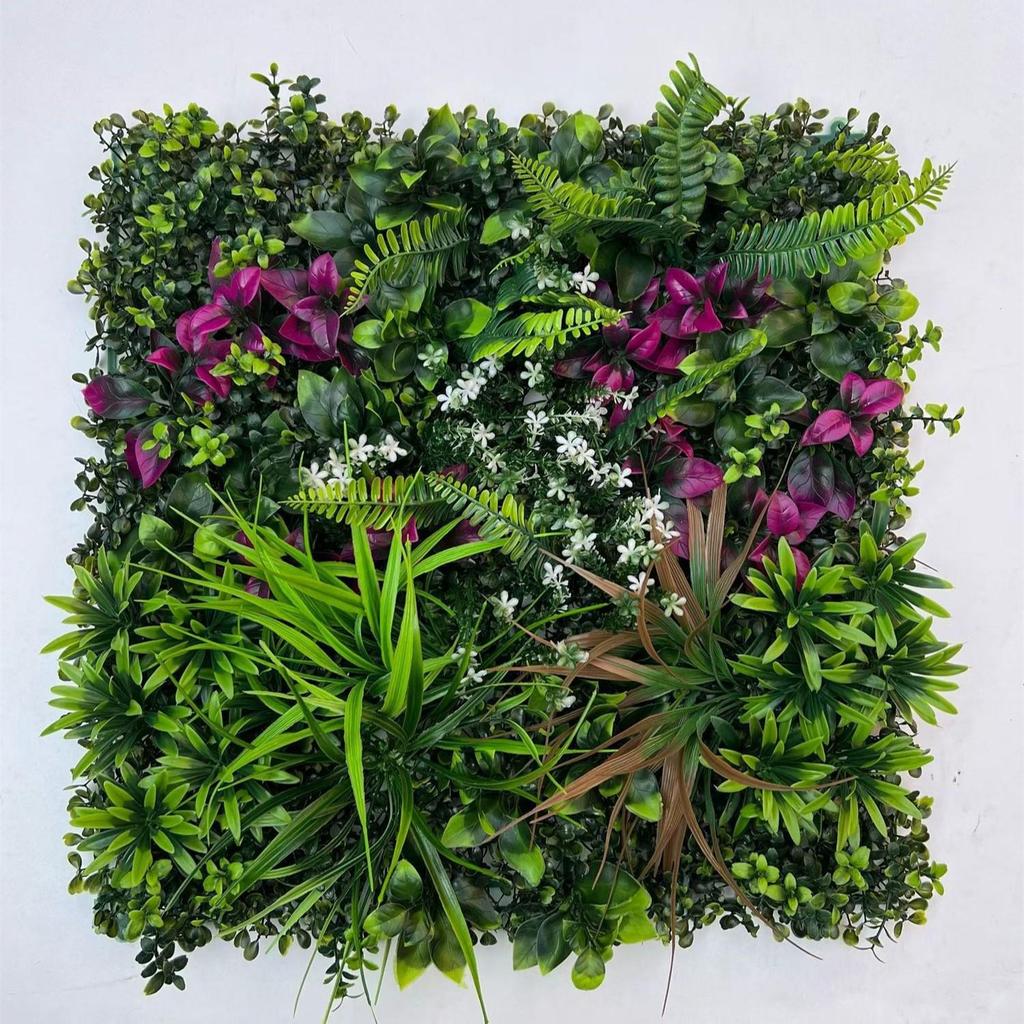 50×50cm Artificial Green Plant Wall - Plastic Vertical Garden, Fake Flower Wall, Synthetic Turf Background