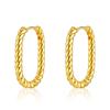 Women Fashion 18k Gold Plated Copper Oval Twisted Spiral Ear Buckle Earrings