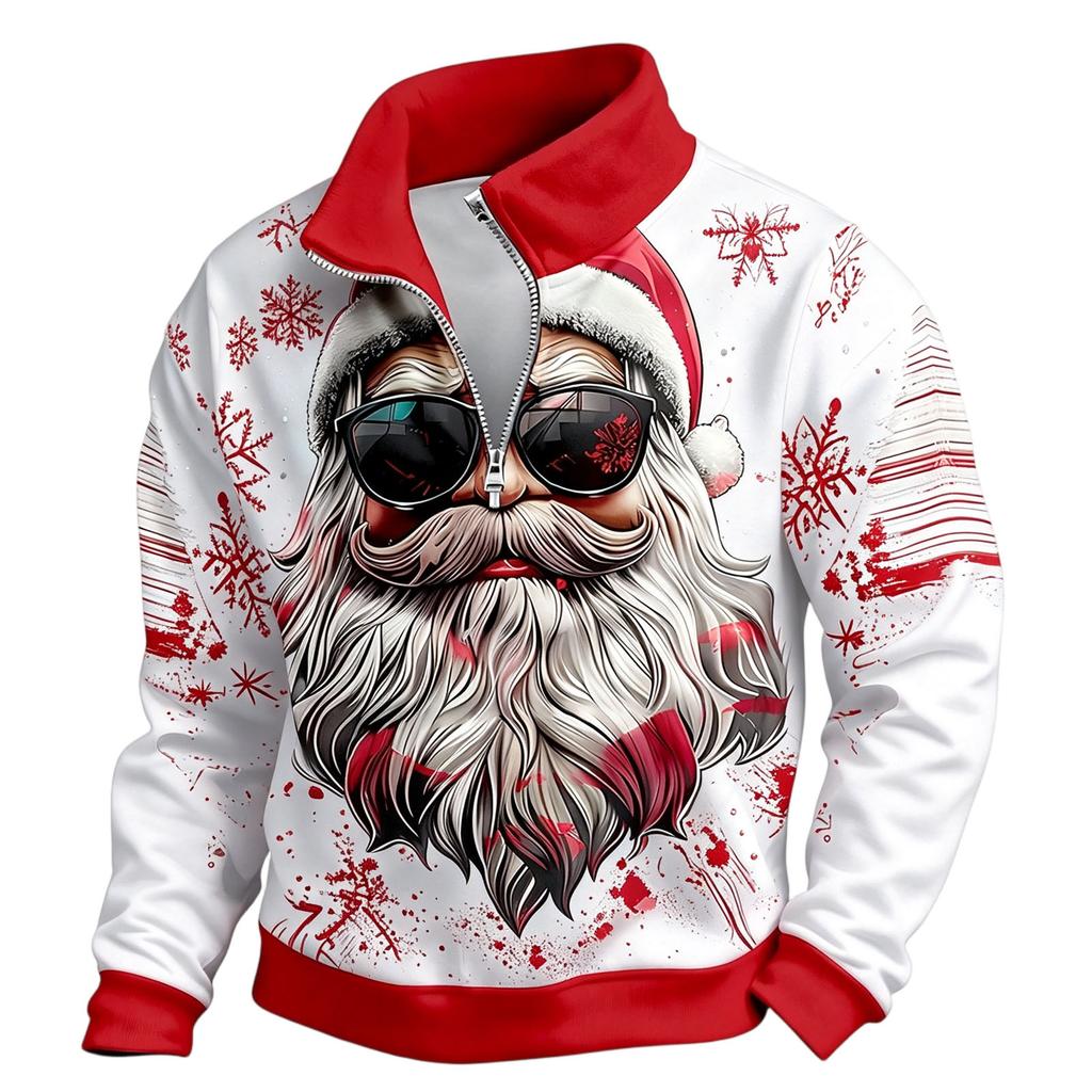 Men's Casual Long Sleeve Full-Zip Sweatshirt with Stand Collar Athletic Top