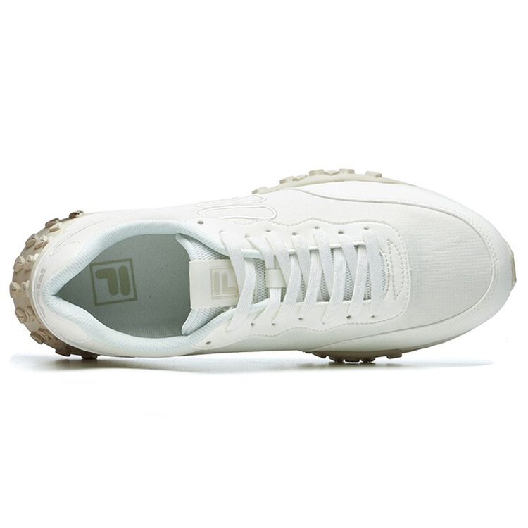 FILA Pacer Fabric Synthetic Leather Retro Round Toe Low Top Casual Shoes Men sneaker Snow-White F12M124154FSW
