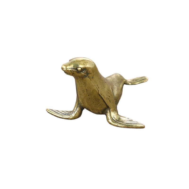 Animal Marino Focas Figuras Miniaturas Retro Latón Oficina Escritorio Artesanía Adorno Regalos Decoraciones para el Hogar Accesorios para Sala de Estar
