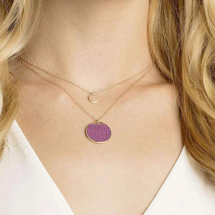 Swarovski Ginger Double Layer Rose Gold Plated Necklace Women necklace 5472448