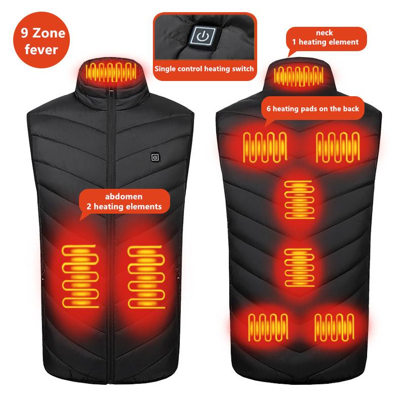 New Men'S Casual Stand Up Collar Outdoor Warm Electric Vest Winter Usb Port Intelligent Heating Sleeveless Coat(No Power Bank)