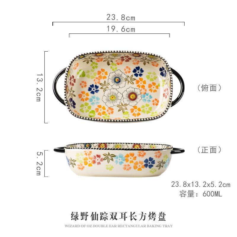 Волшебник Изумрудного города Бинауральная Тарелка Суповая Тарелка Креативная Керамическая Посуда Бытовая Прямоугольная Тарелка Фруктовая Тарелка Тарелка для Лапши Быстрого Приготовления