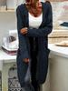 Women's Solid Color Loose Knit Cardigan - Chunky Mid-Length Cable Knit Sweater Coat