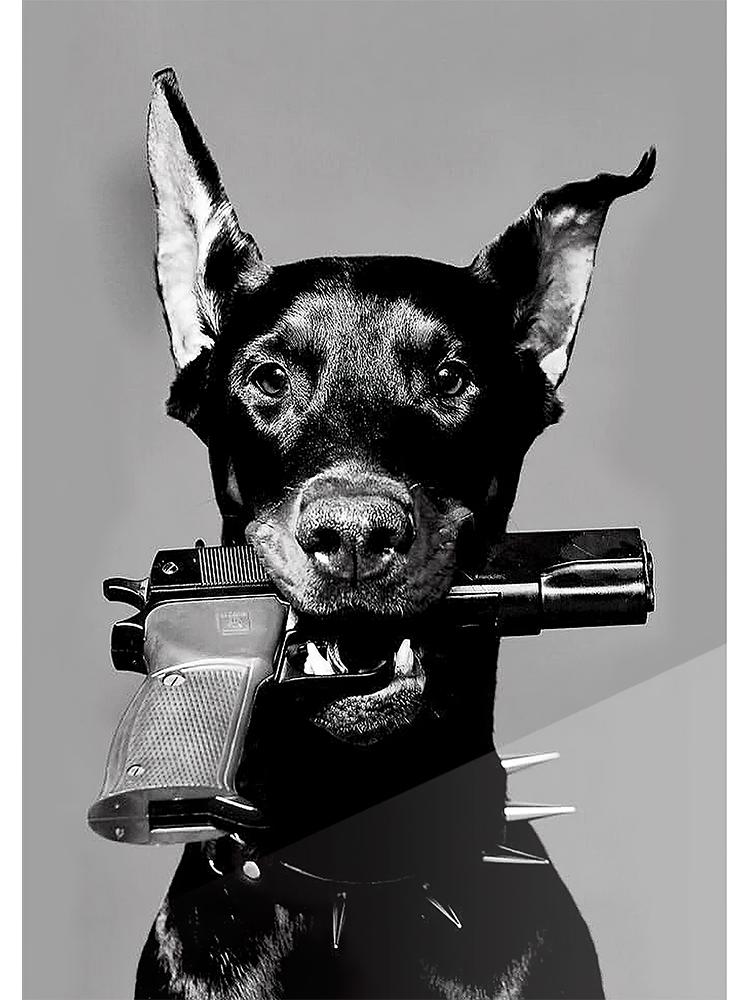 

Черно-белый пистолет Добермана, модный роскошный постер, холст, картина с изображением животного, собаки, Настенная картина для гостиной, домашний декор, фреска 50x70cm No Frame