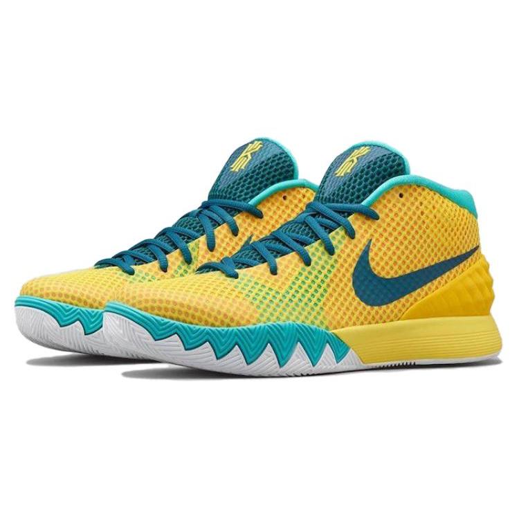 Nike Kyrie 1 Letterman Slip Resistant Lightweight Non slip Lightweight Mid top Basketball Shoes Mens Yellow 705277-737